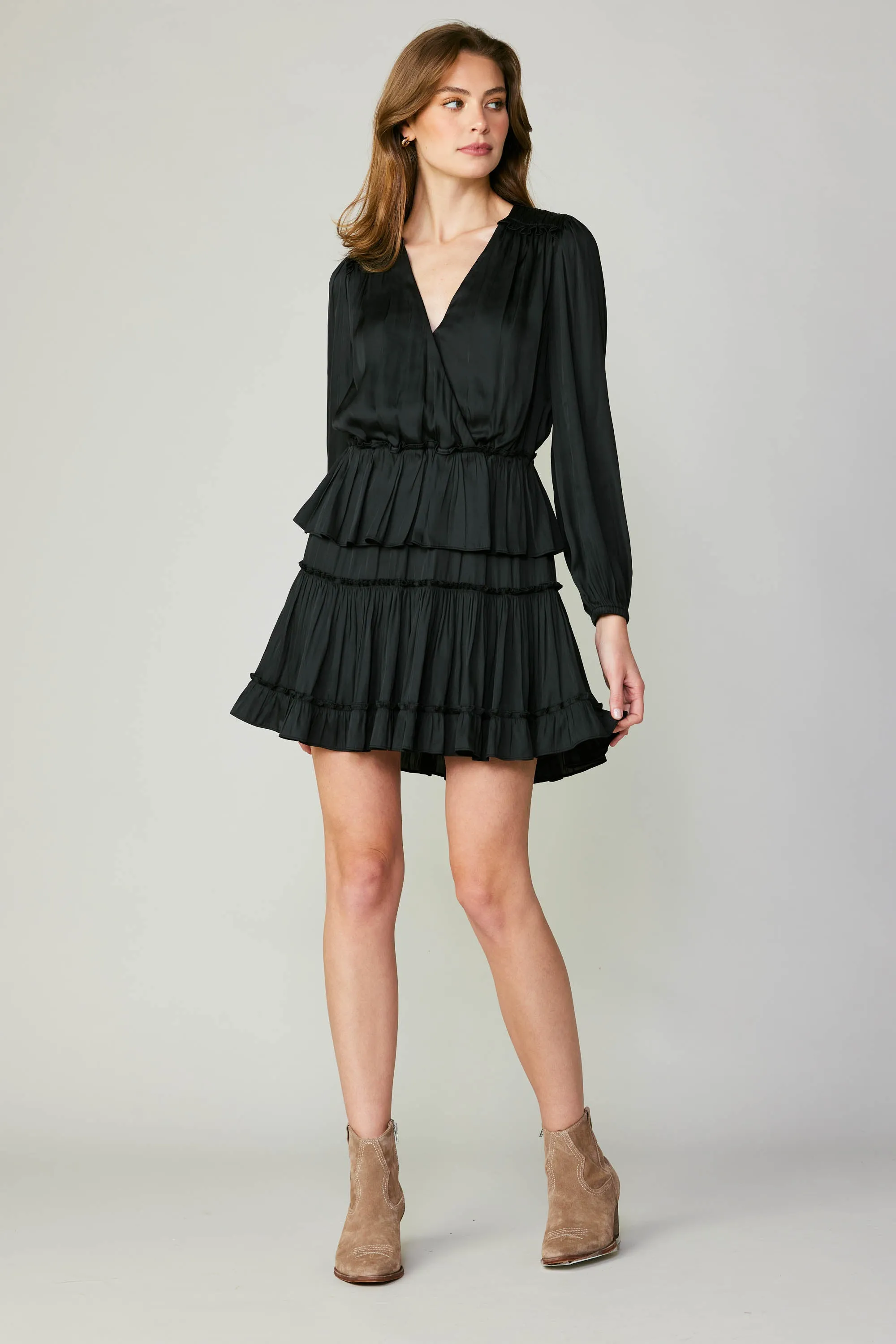 Surplice Tiered Mini Dress