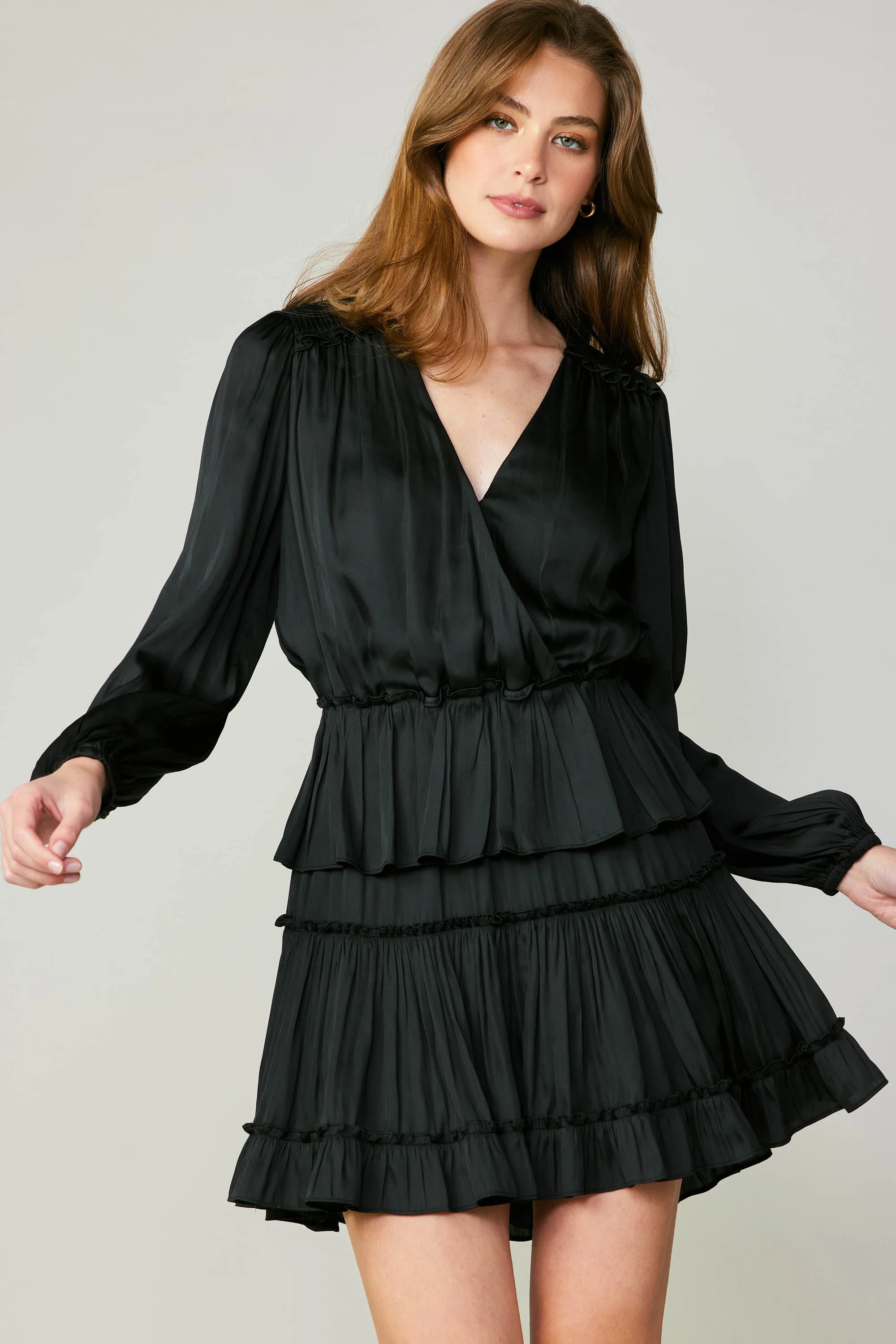 Surplice Tiered Mini Dress