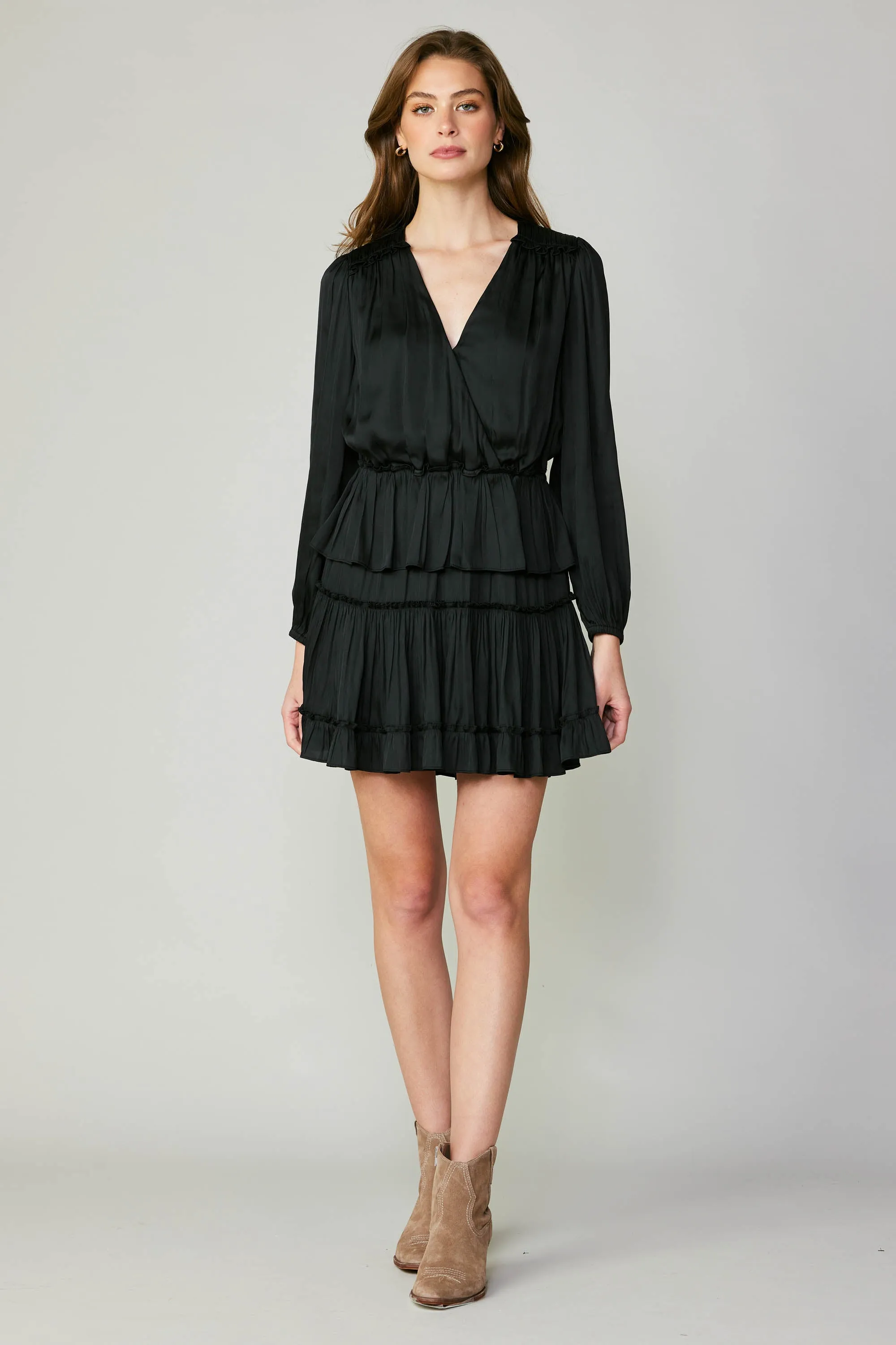 Surplice Tiered Mini Dress