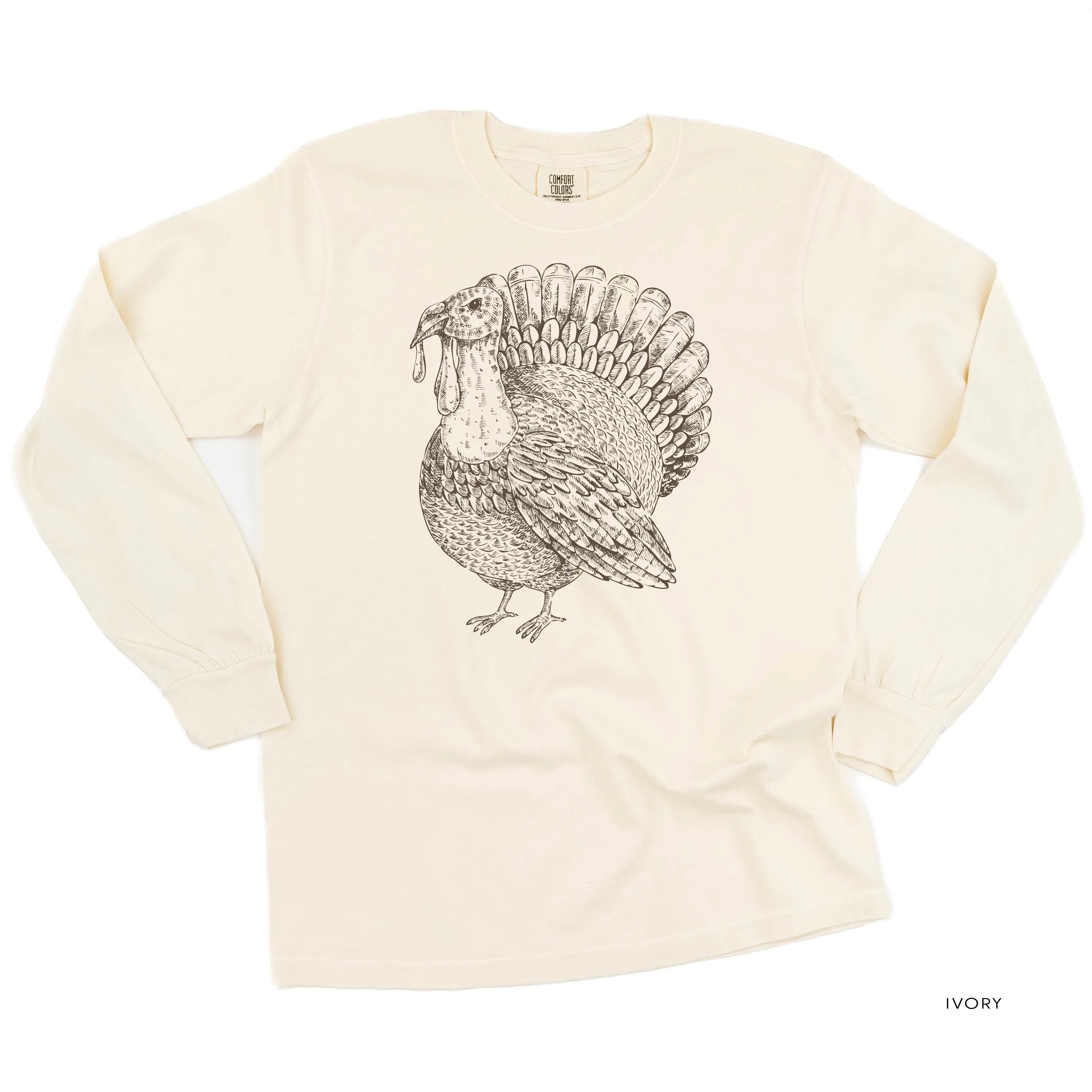 Thanksgiving Turkey Sketch - LONG SLEEVE Comfort Colors Tee