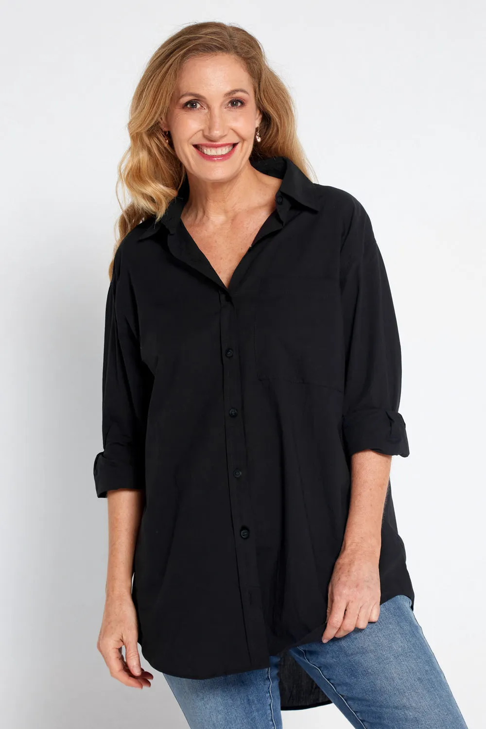 The Tulio Cotton & Linen Shirt - Black