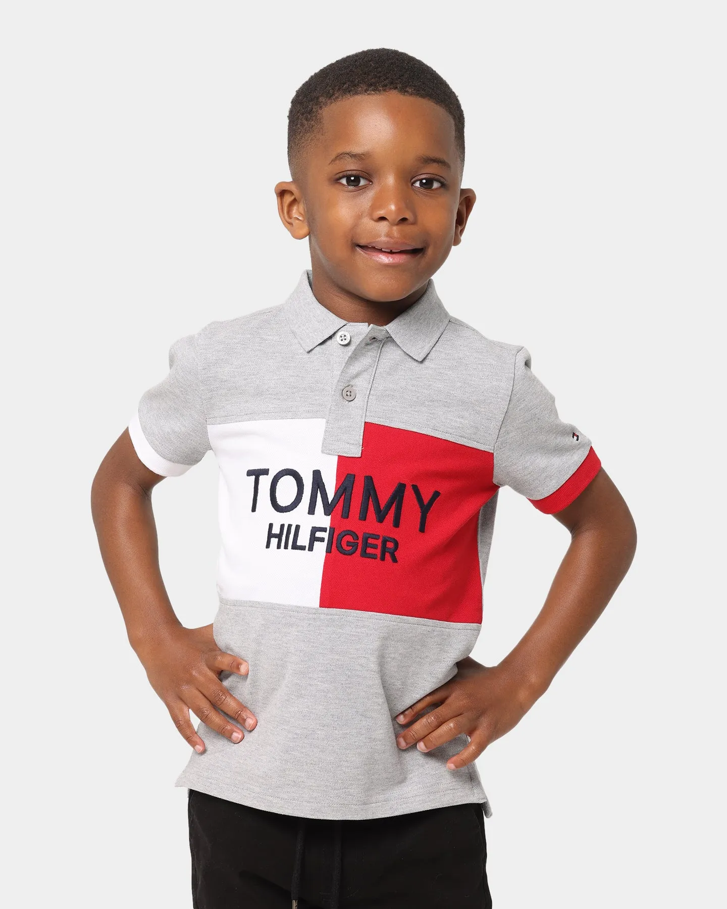 Tommy Hilfiger Kid's Color-Blocked Archive Polo T-Shirt Grey Heather