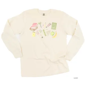 Watercolor School Supplies - LONG SLEEVE COMFORT COLORS TEE