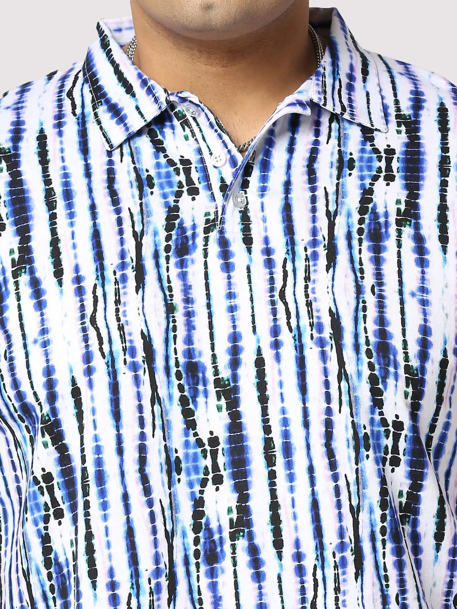 Waves Half Sleeves Digital Printed Shirt Men's Plus Size