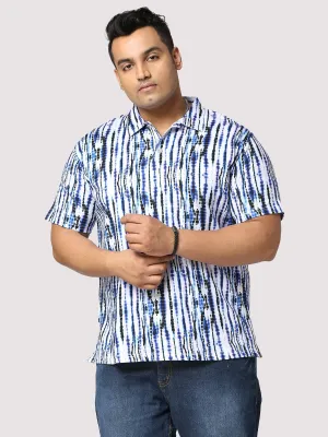 Waves Half Sleeves Digital Printed Shirt Men's Plus Size