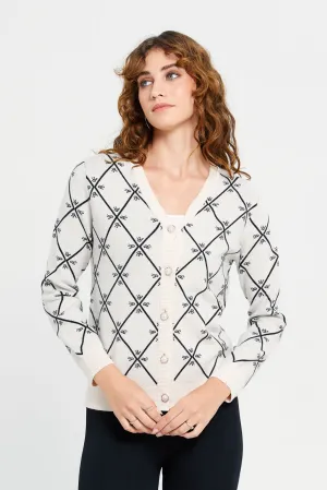 Women Beige Printed Cardigan