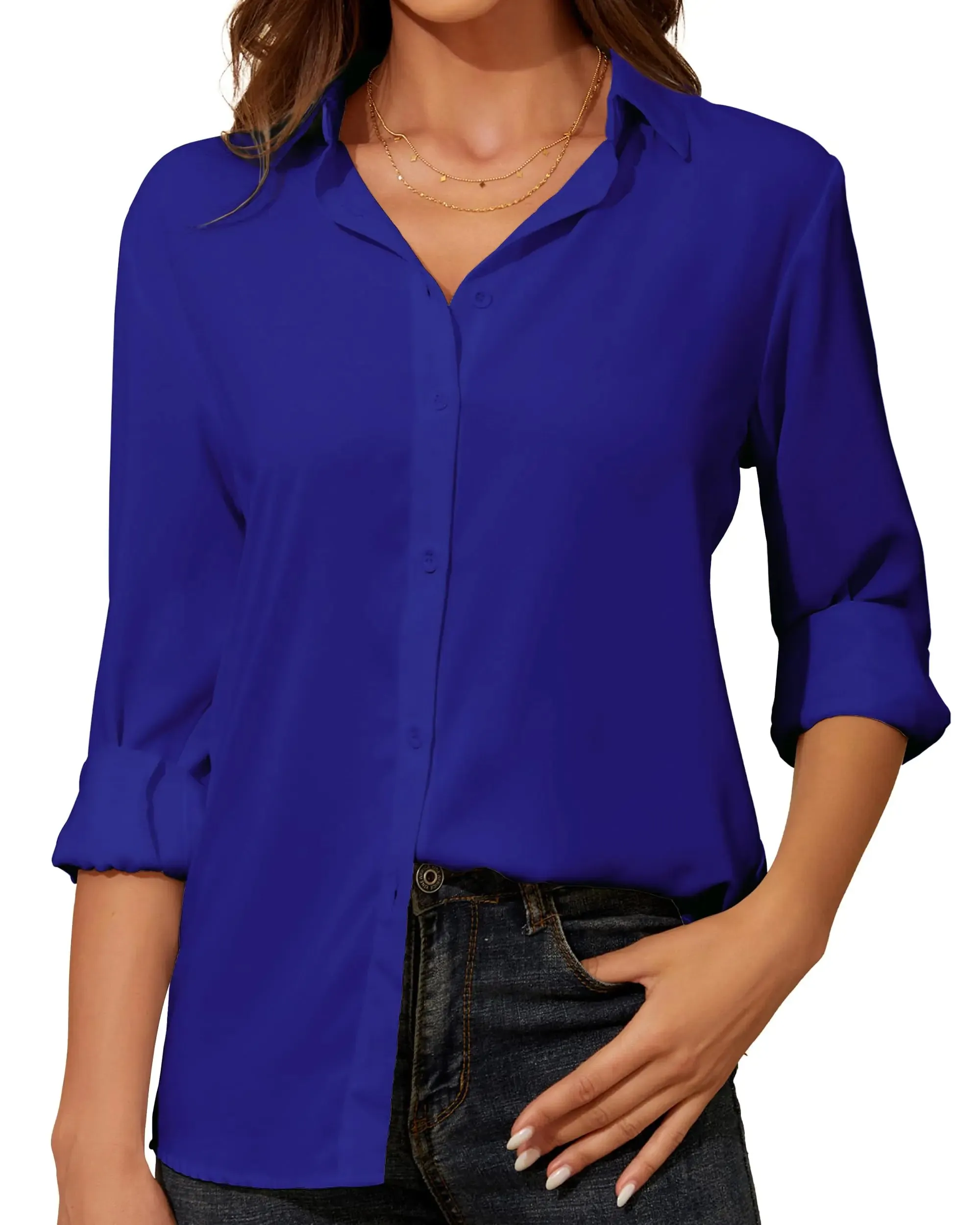 Womens Button Down Shirt Long Sleeve