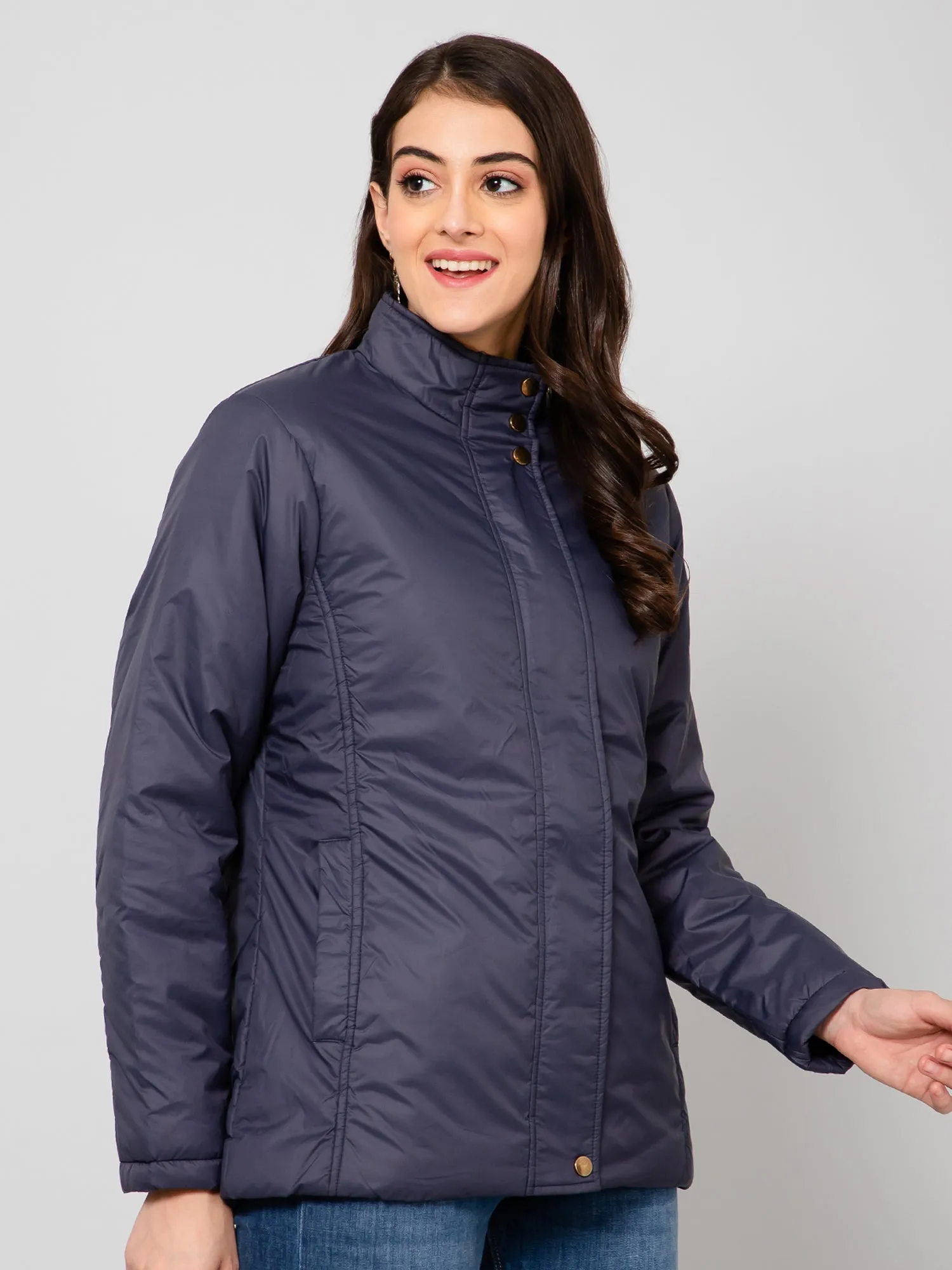 Women's Casual  Navy Blue Non quilted  Jacket