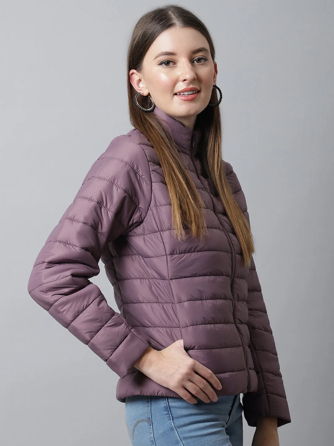 Women's Casual  Purple Quilted  Jacket