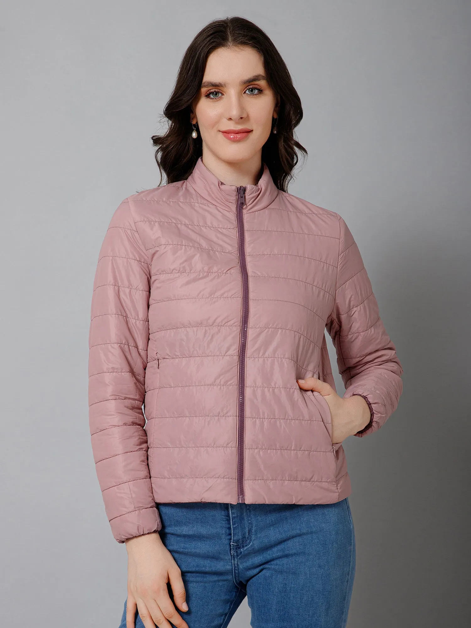 Women's Casual  Purple Quilted  Reversible Jacket