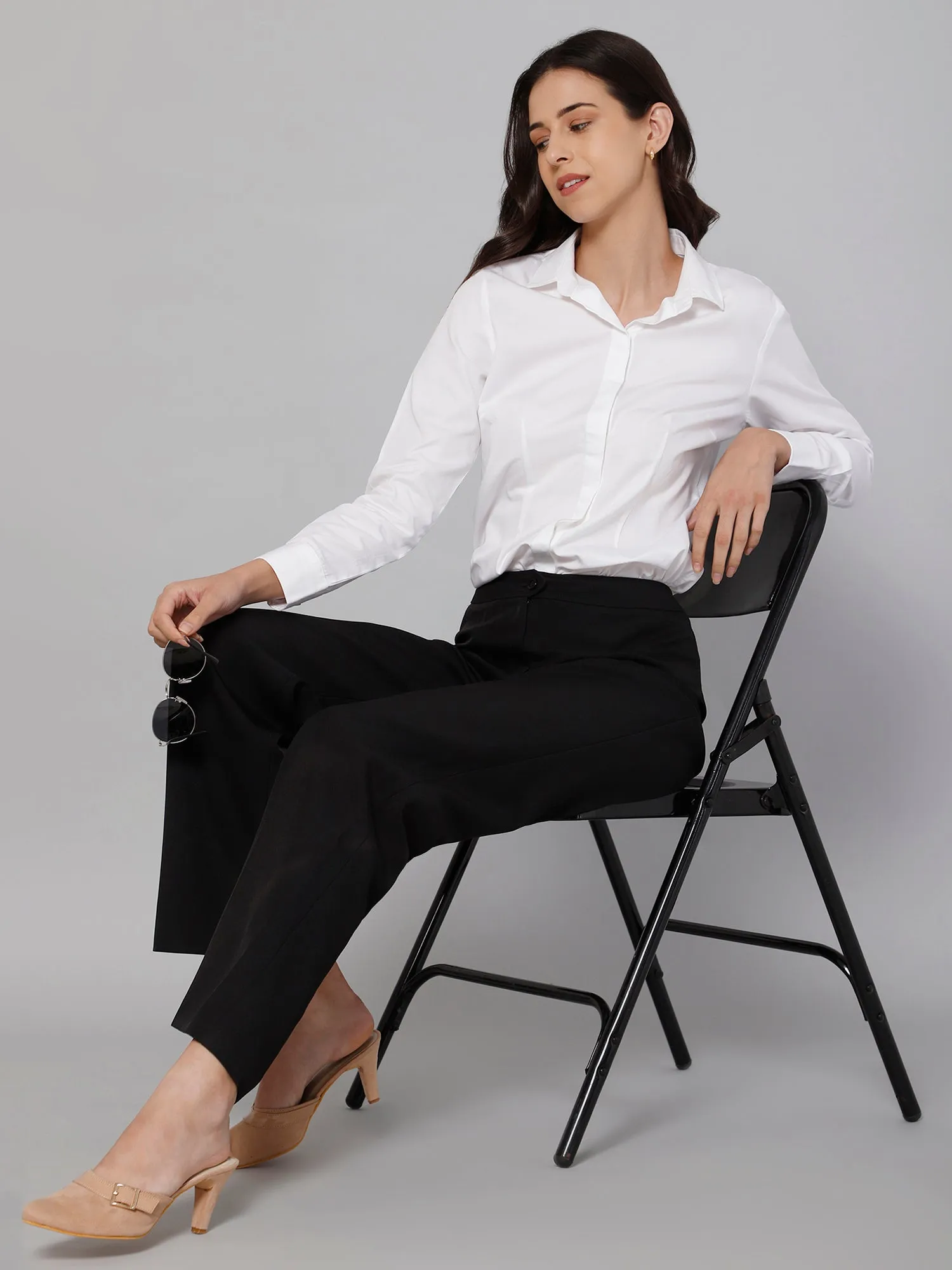 Women's Formal Slim Fit White Regular Full Sleeve  Shirt