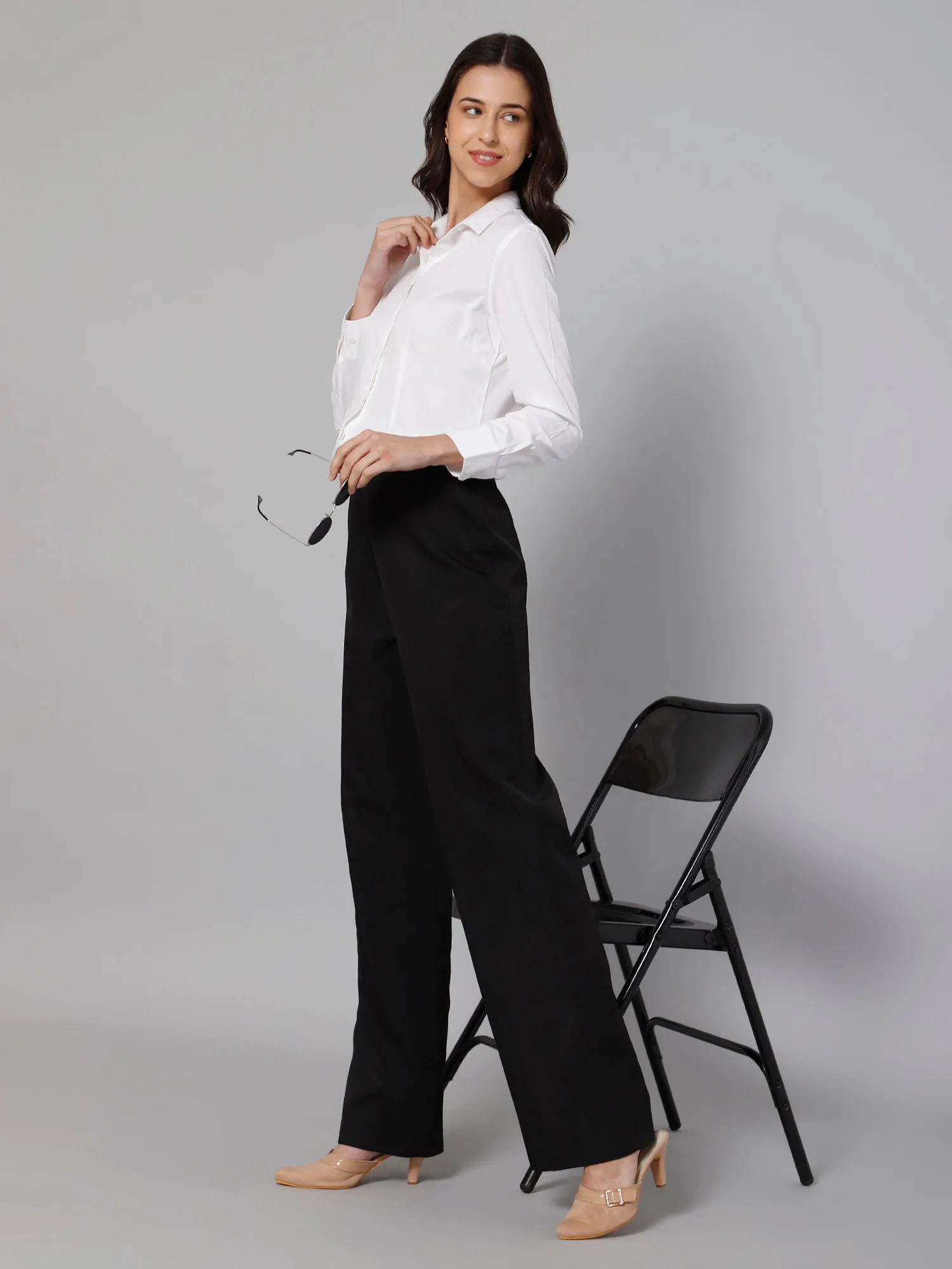 Women's Formal Slim Fit White Regular Full Sleeve  Shirt