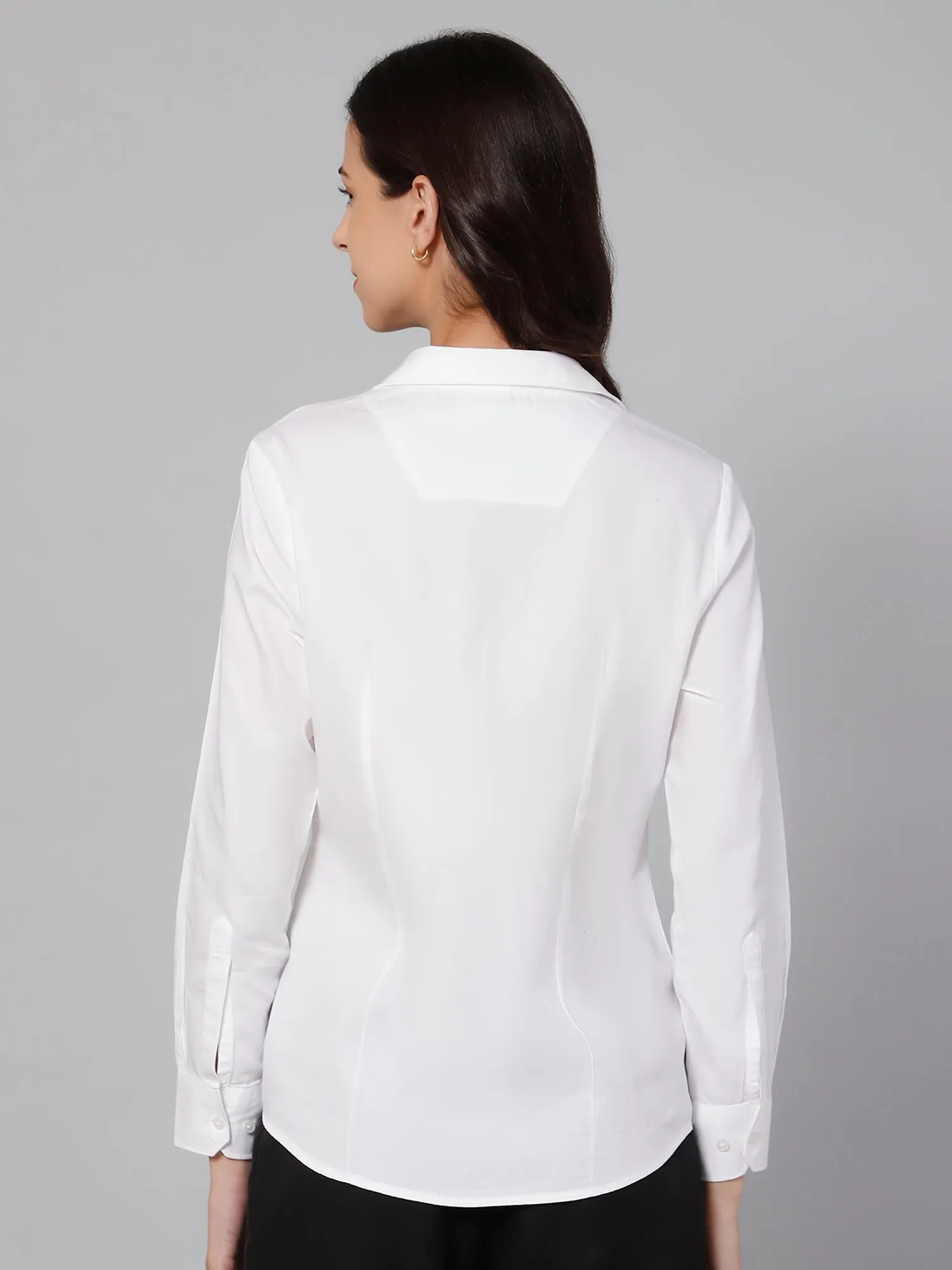 Women's Formal Slim Fit White Regular Full Sleeve  Shirt