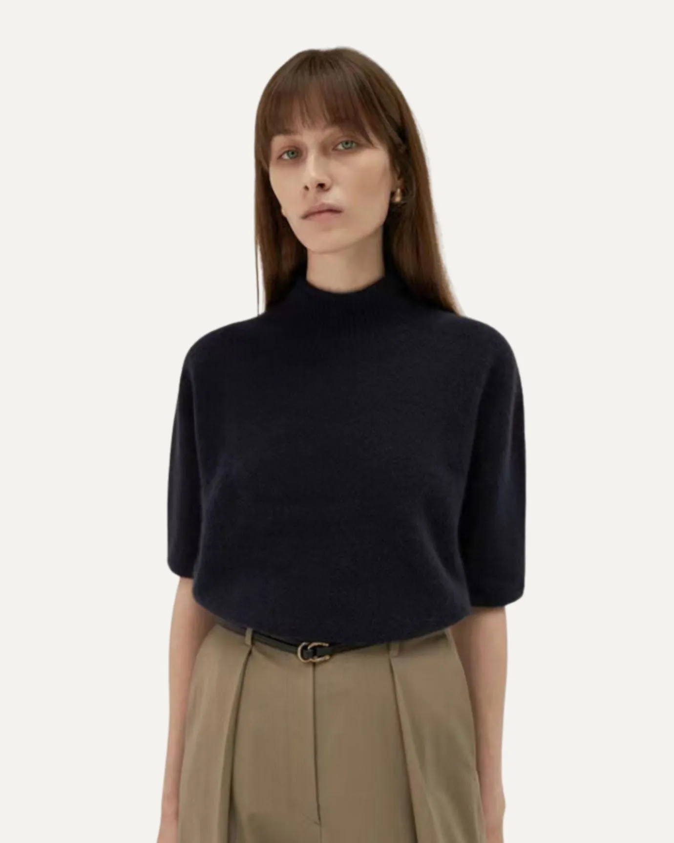 Wool Tee Sweater Half Collar