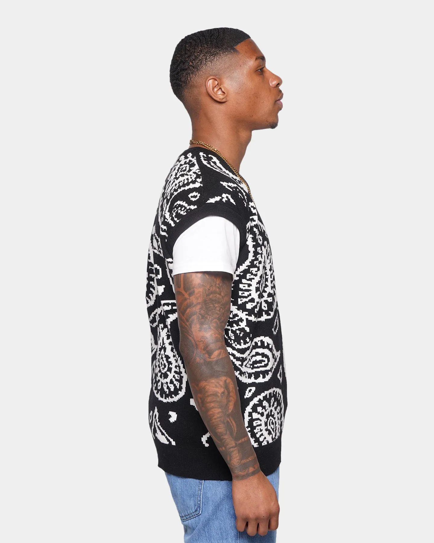 XXIII Paisley Vest Cardigan Black/White