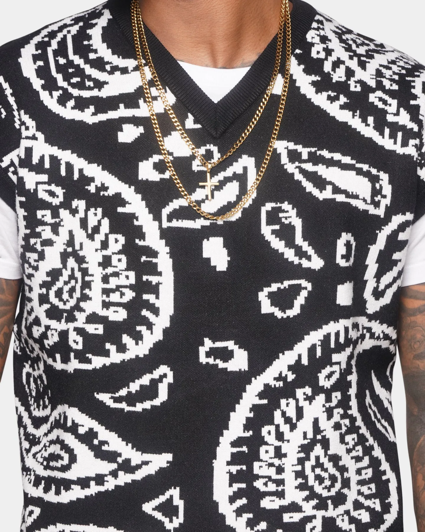 XXIII Paisley Vest Cardigan Black/White