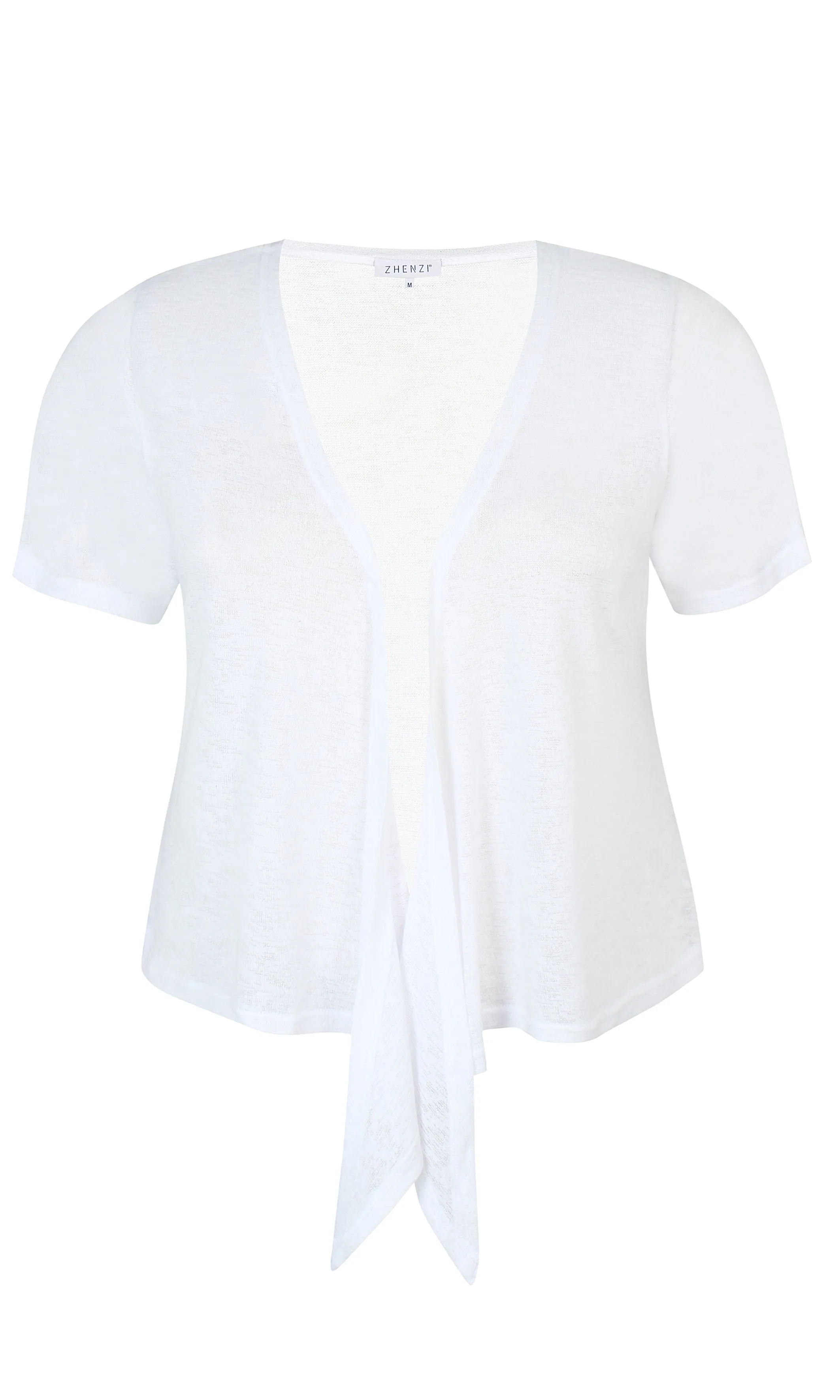 Zhenzi Agar Short Sleeve Cardigan in White